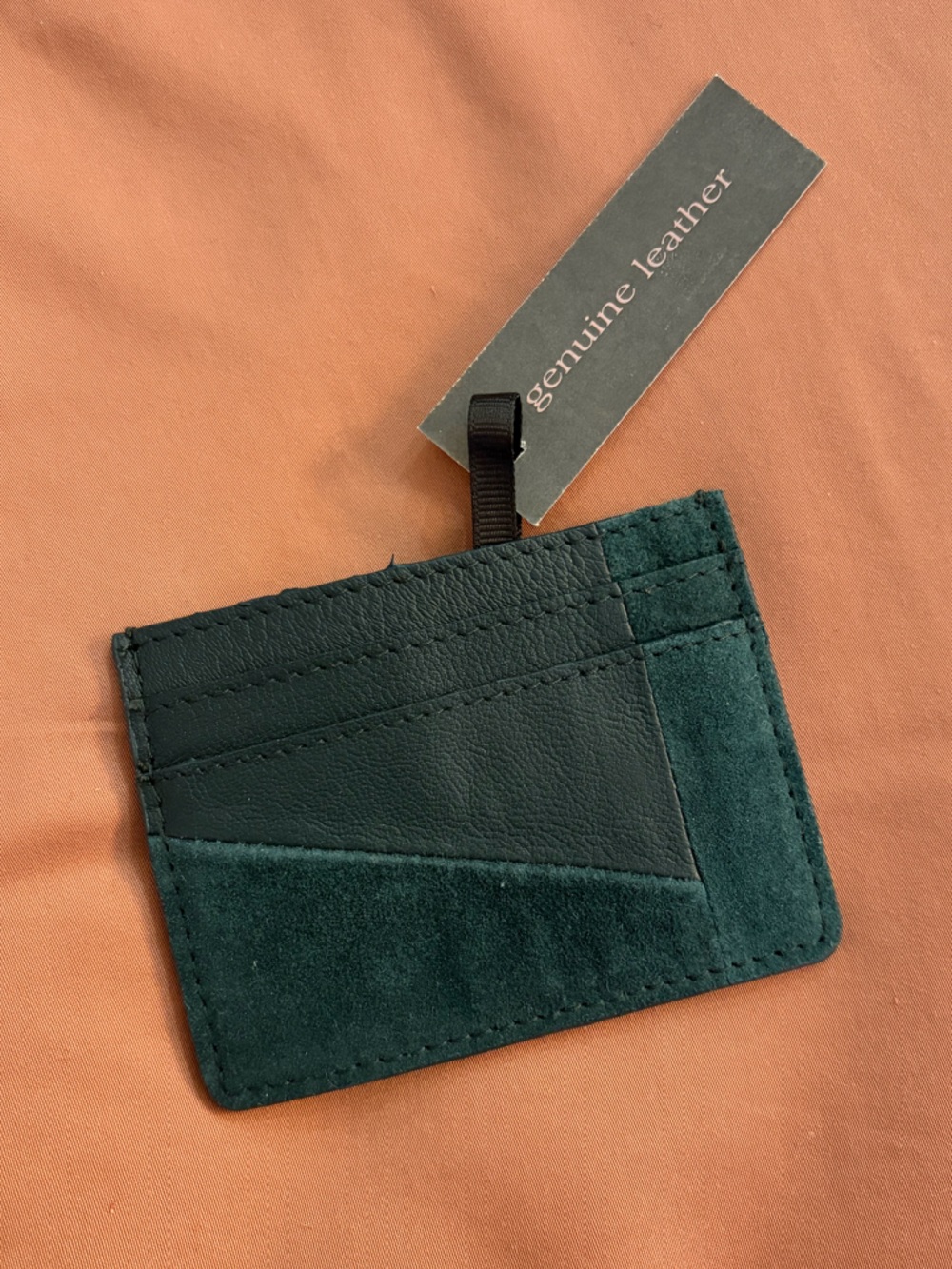 Urban Outfitters Dark Green Suede & Leather Card Holder